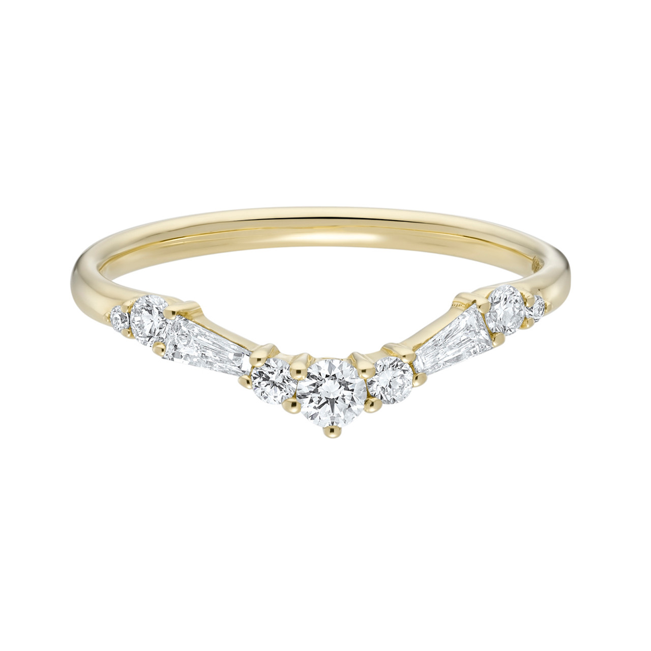 Tapered Baguette and Round Diamond Arched Band, tf House - Bands, tomfoolery