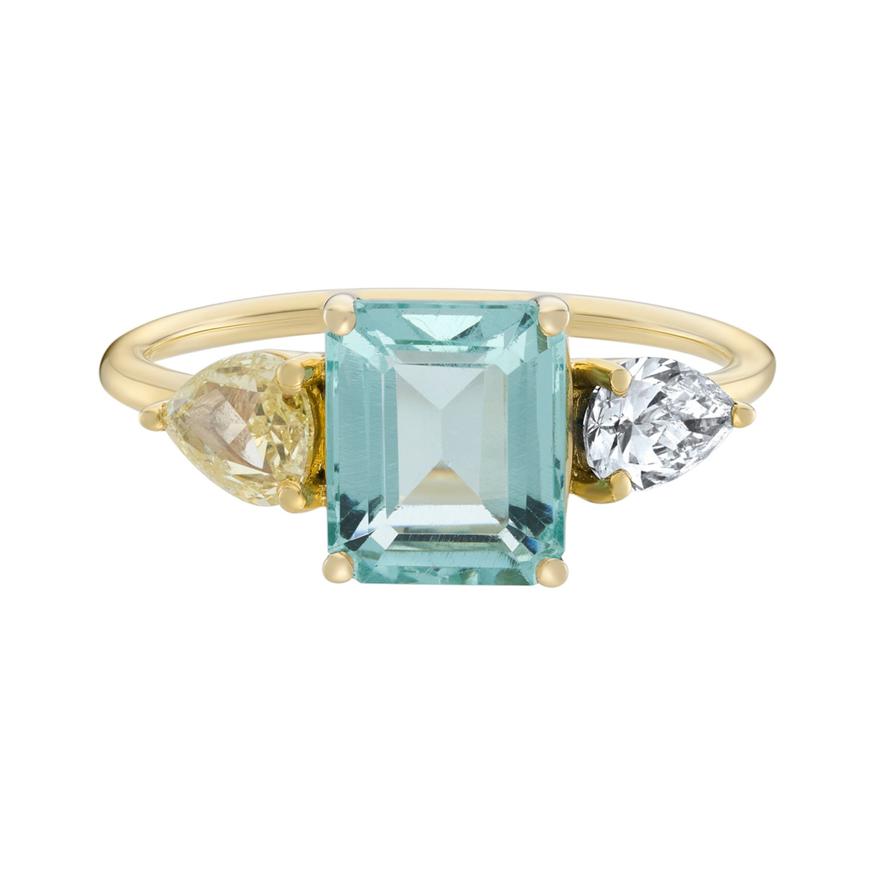 TRIO Beryl, Yellow & Salt and Pepper Diamond Three Stone Ring, tf House - Infinite, tomfoolery