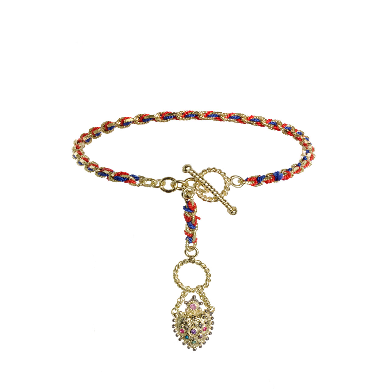 N° 839 Gold & Braided Silk Heart Bracelet, Marie Laure Chamorel, tomfoolery