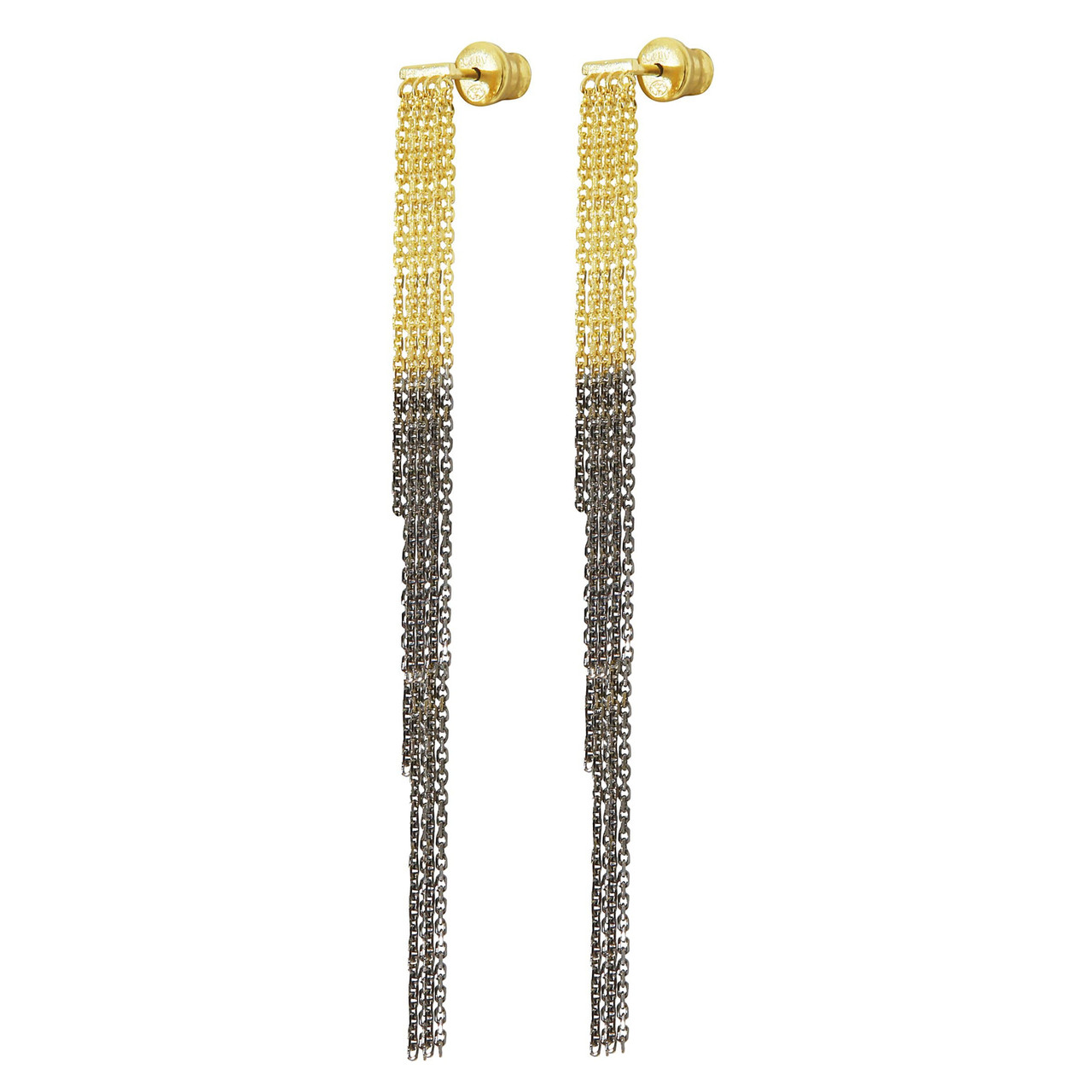 N° 464 Bicoloured Chain Tassel Earrings, Marie Laure Chamorel, tomfoolery