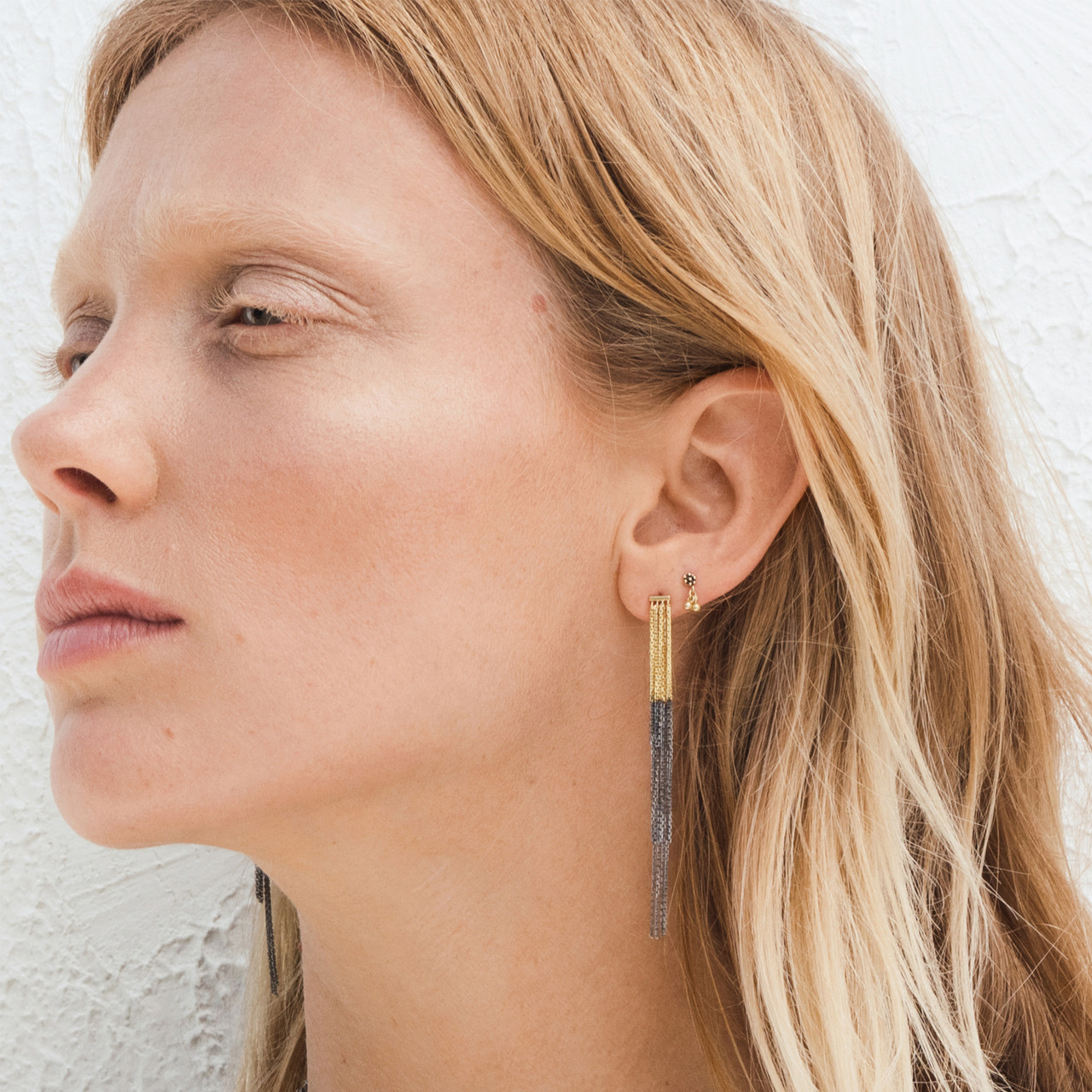 N° 464 Bicoloured Chain Tassel Earrings, Marie Laure Chamorel, tomfoolery