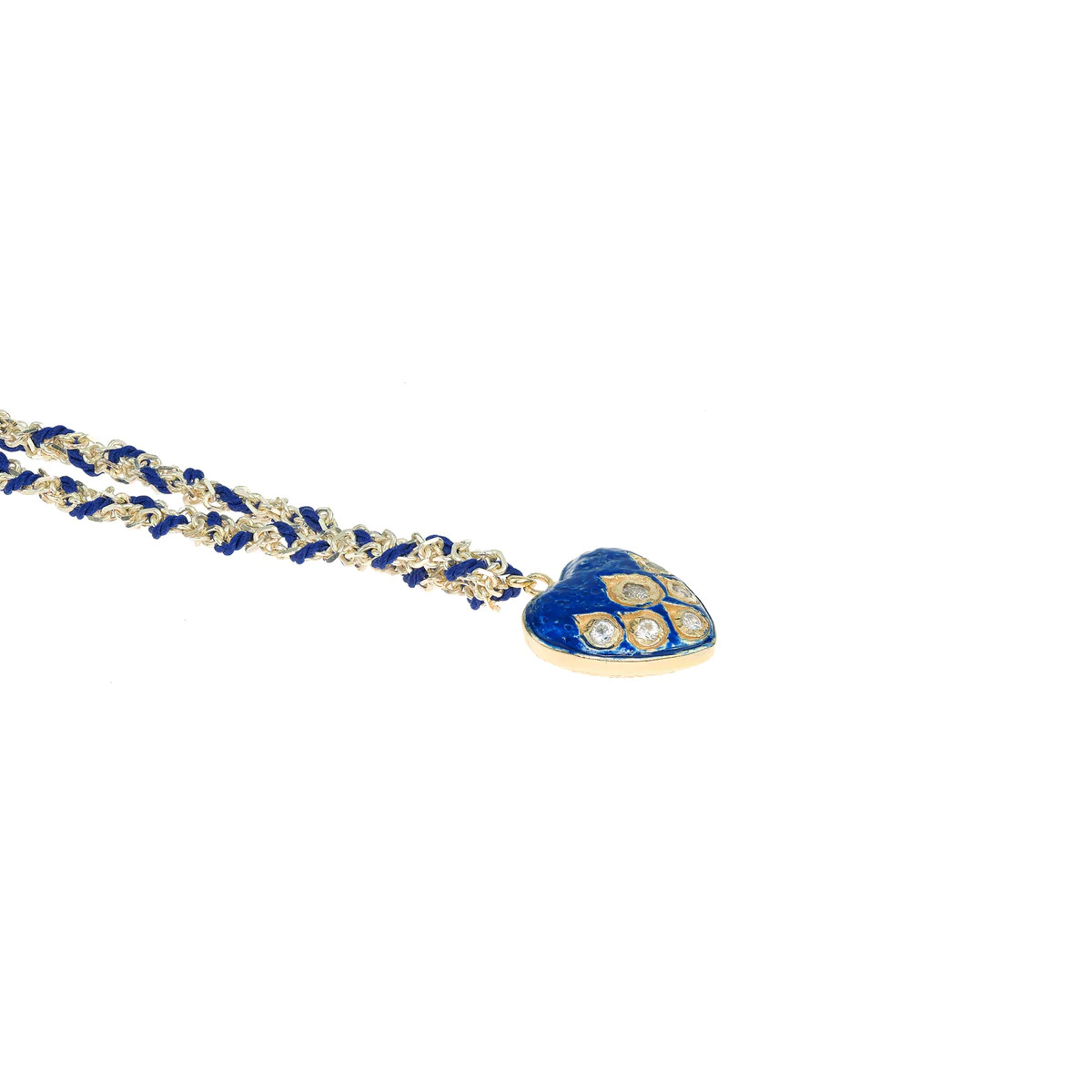 N° 782 Gold & Braided Silk Enamel Heart Necklace, Marie Laure Chamorel, tomfoolery