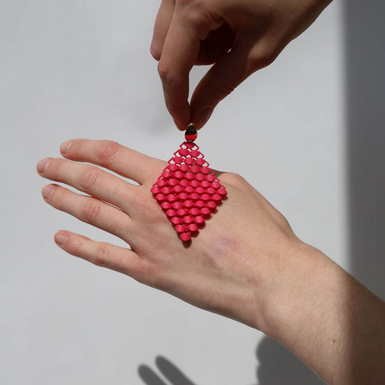 Pink 3D Printed Drop Earrings, Bolternstern, tomfoolery