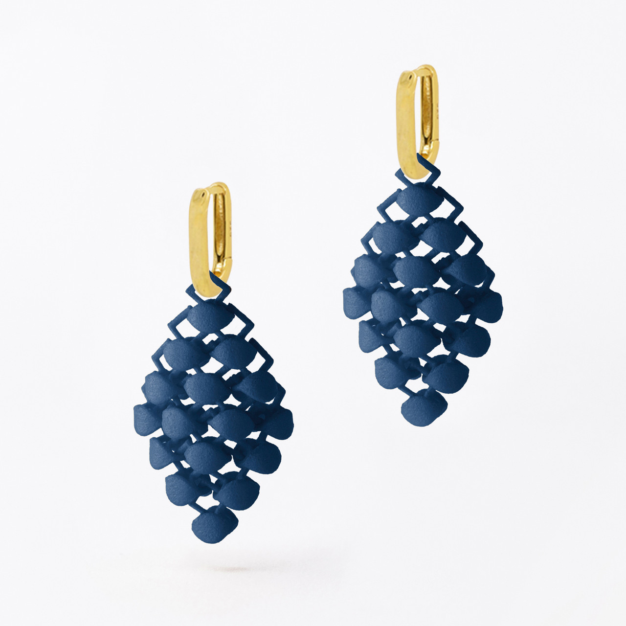 Mini Marine Blue 3D Printed Drop Earrings, Bolternstern, tomfoolery