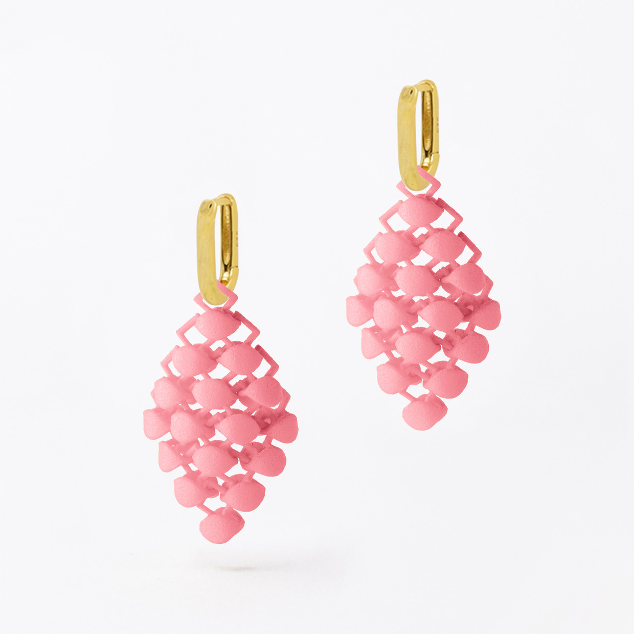 Mini Pink 3D Printed Drop Earrings, Bolternstern, tomfoolery