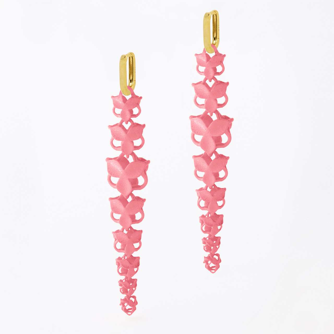 Pink 3D Printed Blossom Drop Earrings, Bolternstern, tomfoolery