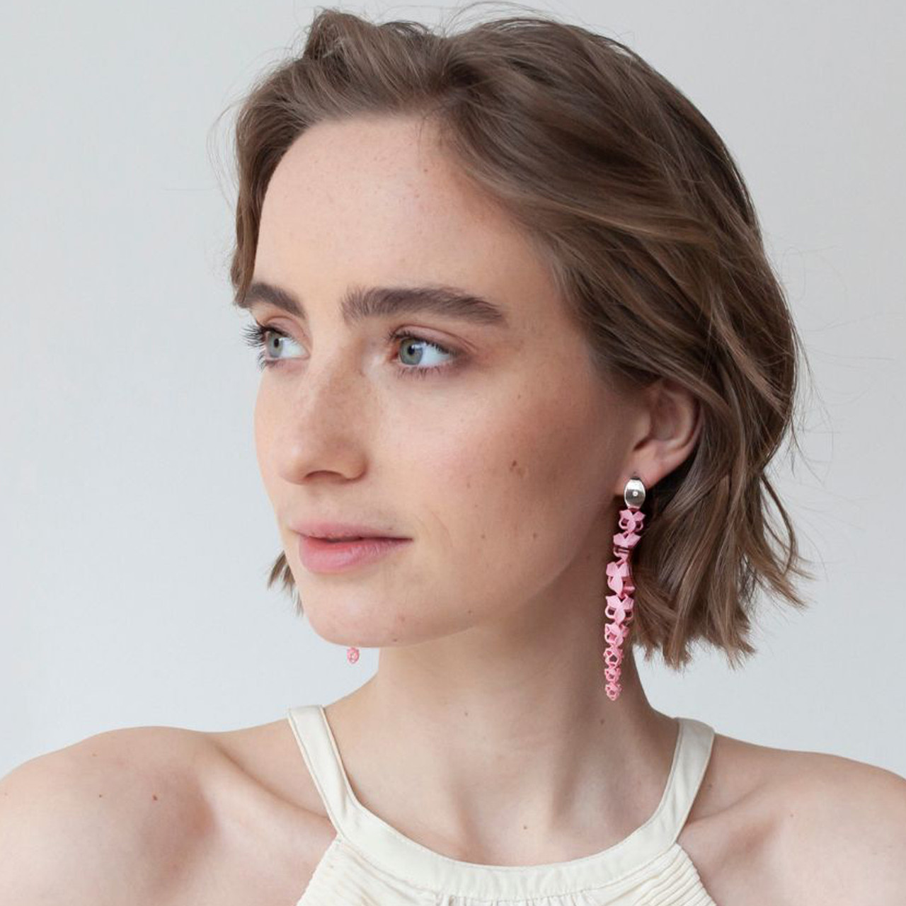 Pink 3D Printed Blossom Drop Earrings, Bolternstern, tomfoolery