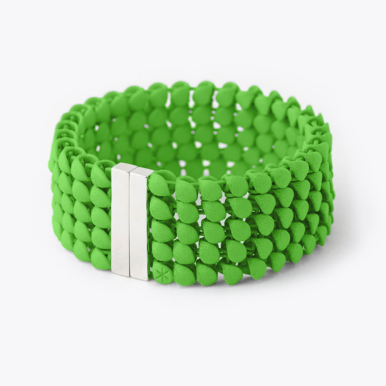Lime Green 3D Printed Wide Geometric Bracelet, Bolternstern, tomfoolery
