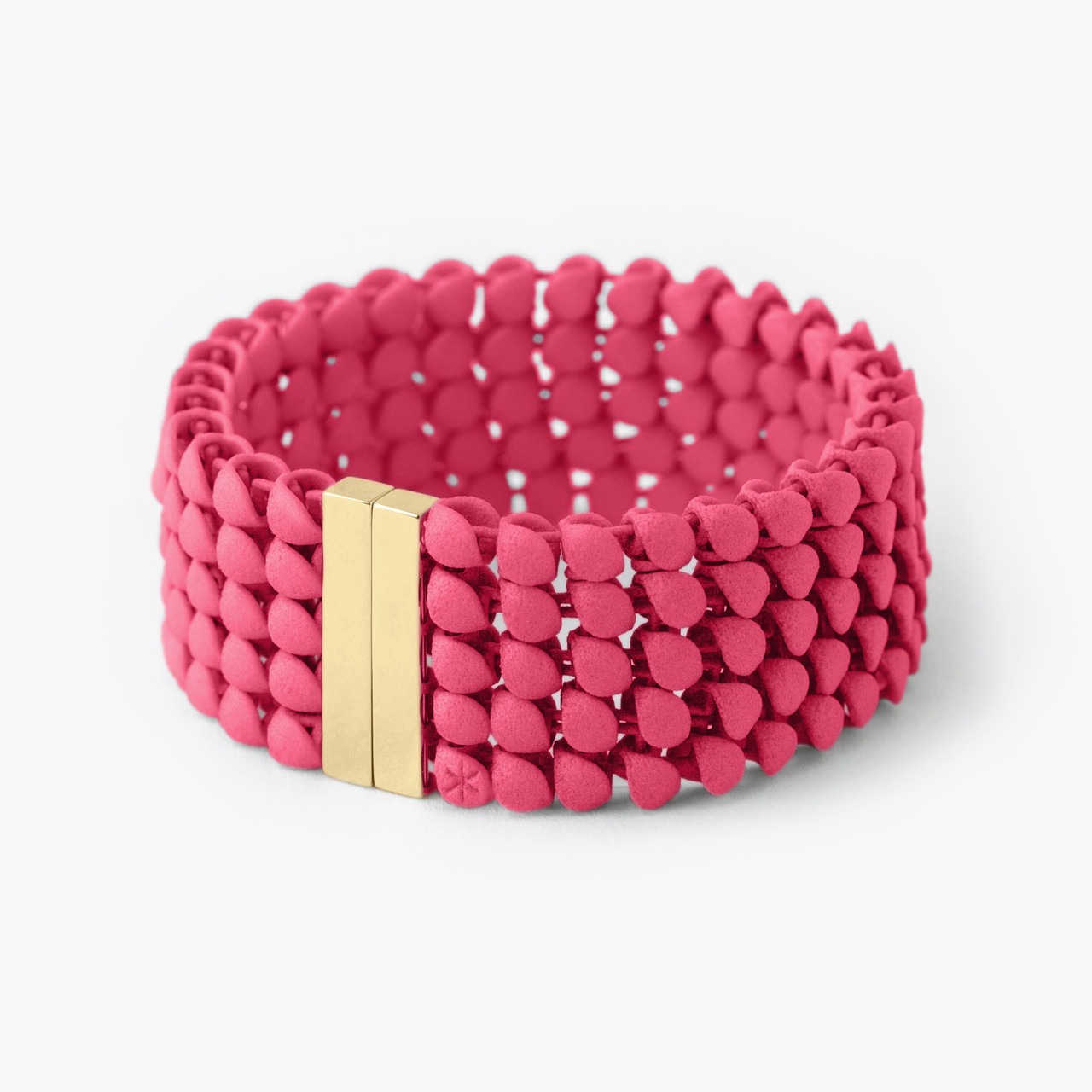 Raspberry Pink 3D Printed Wide Geometric Bracelet, Bolternstern, tomfoolery