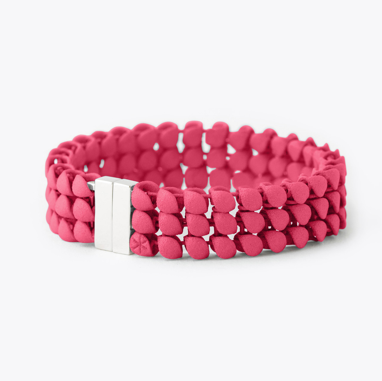 Raspberry Pink 3D Printed Geometric Bracelet, Bolternstern, tomfoolery