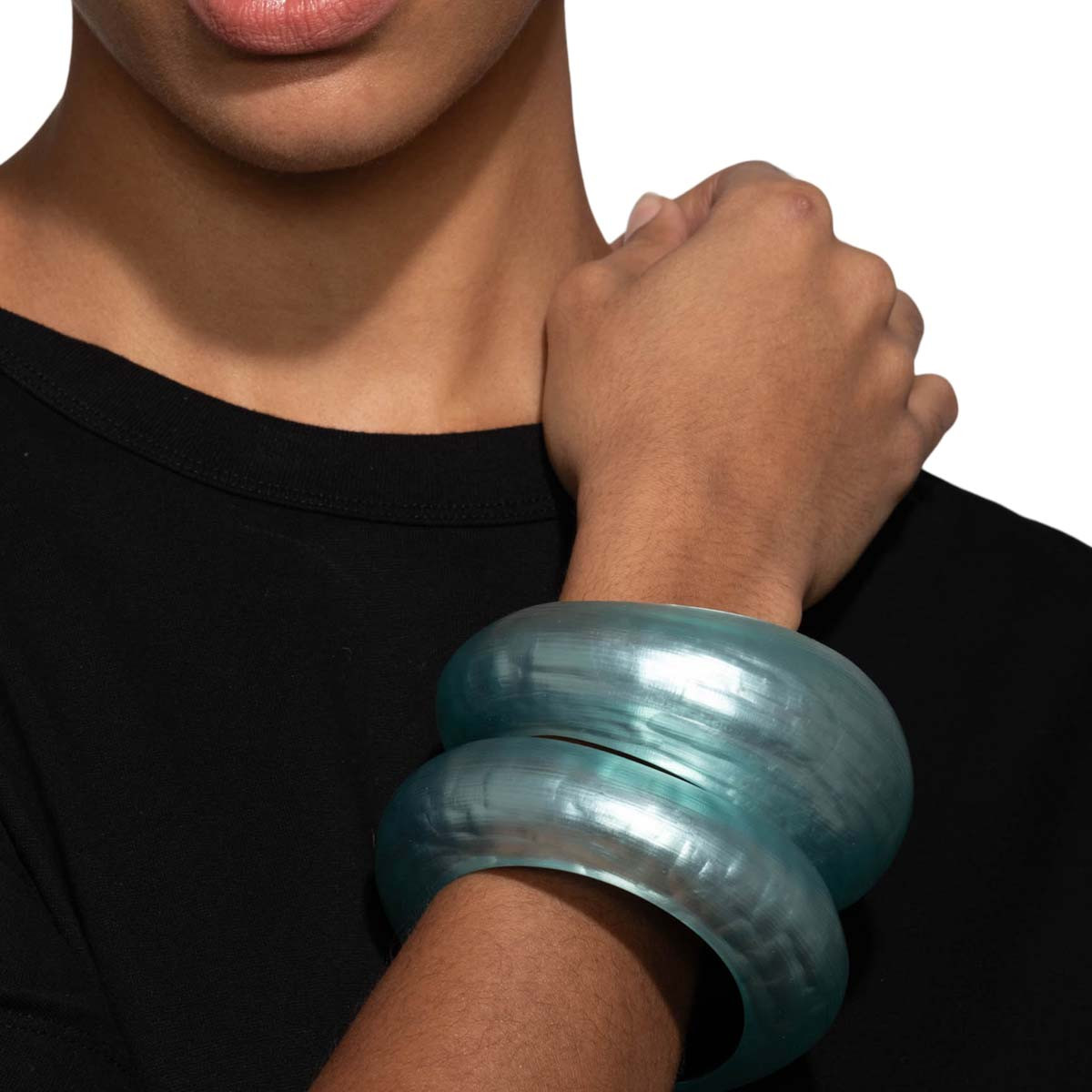 Blue Puffy Lucite Tapered Bangle, Alexis Bittar, tomfoolery