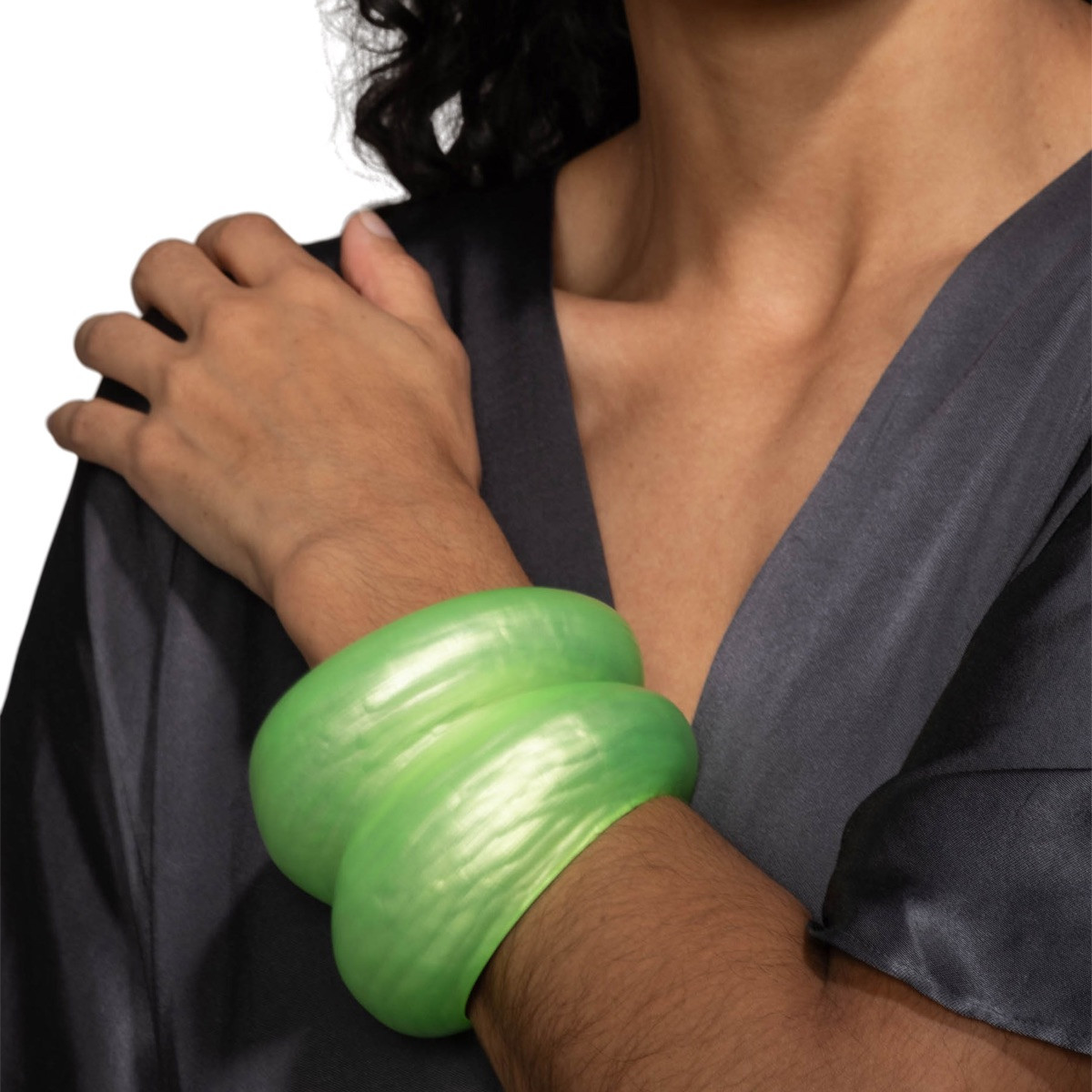 Green Puffy Lucite Tapered Bangle, Alexis Bittar, tomfoolery