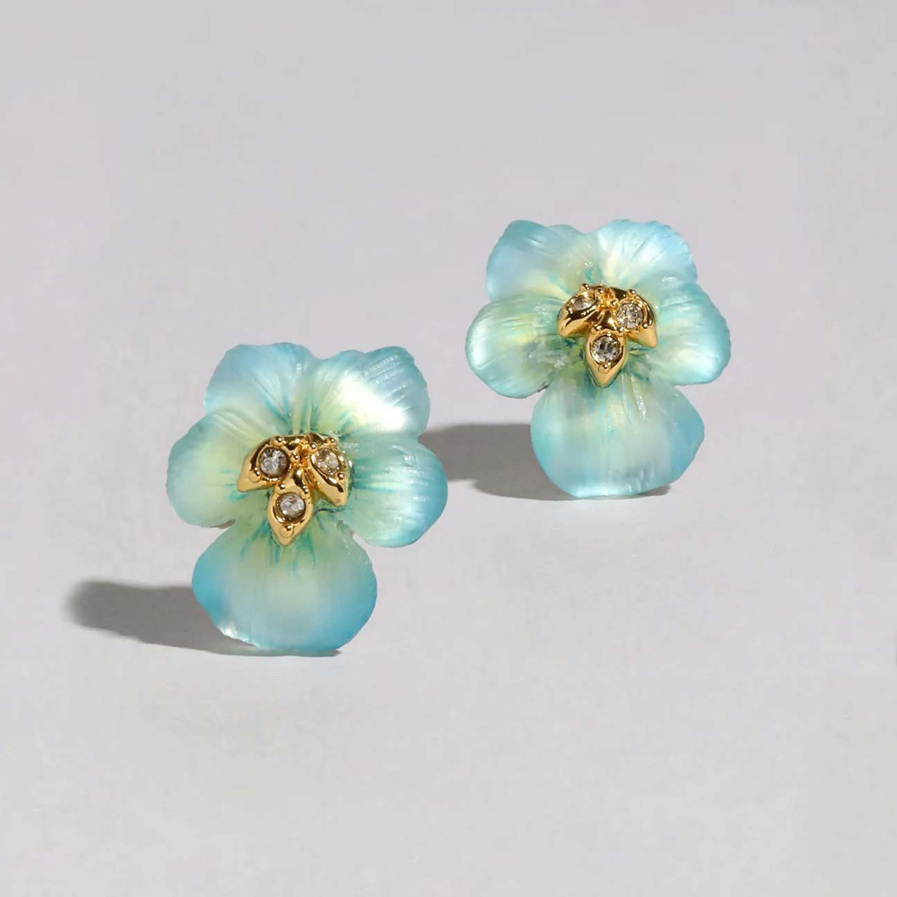 Blue Pansy Lucite Studs, Alexis Bittar, tomfoolery