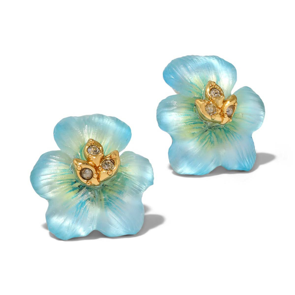 Blue Pansy Lucite Studs, Alexis Bittar, tomfoolery