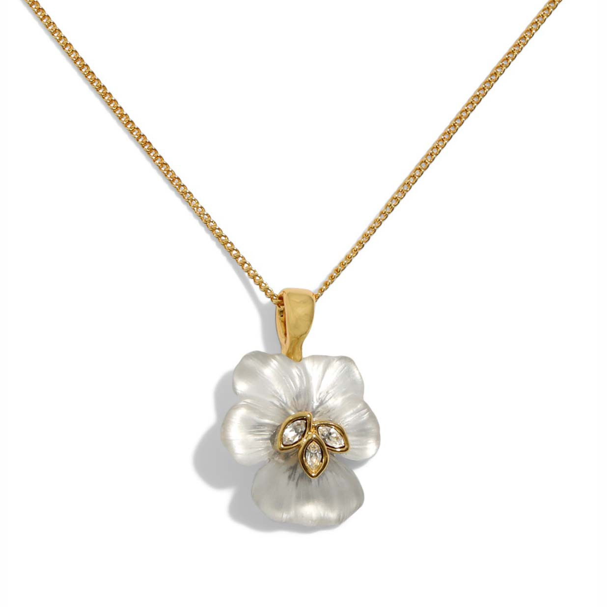 White Pansy Lucite Petite Pendant, Alexis Bittar, tomfoolery