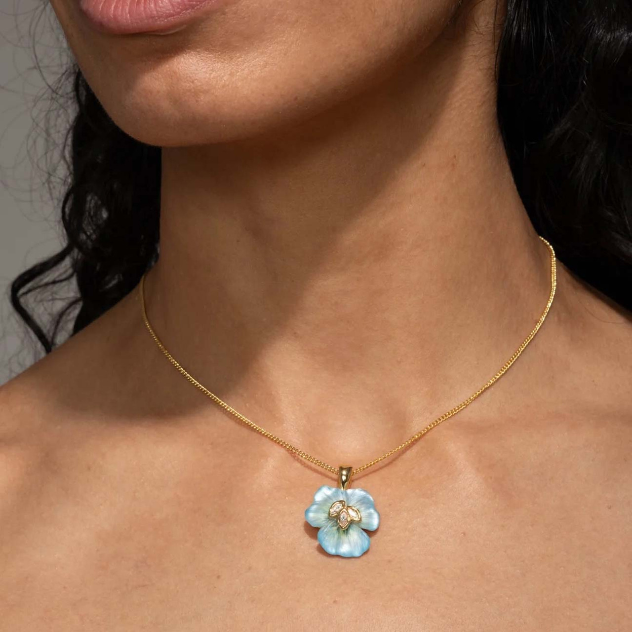 Blue Pansy Lucite Petite Pendant, Alexis Bittar, tomfoolery