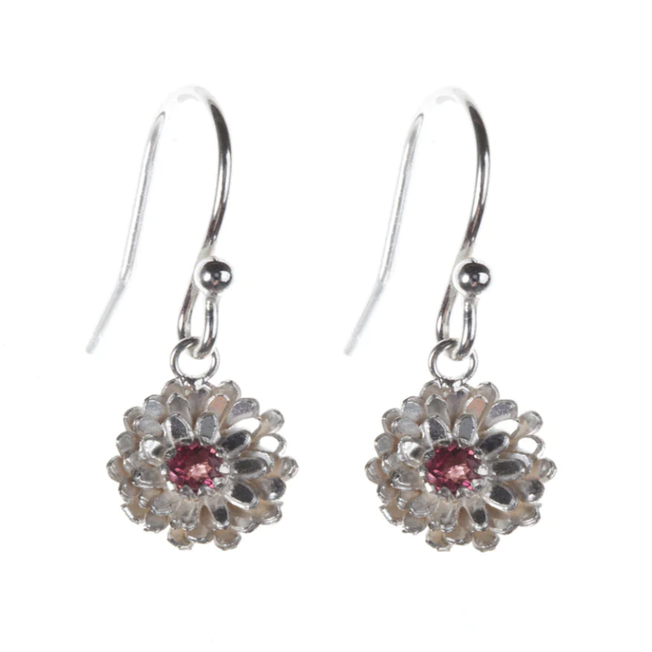 Silver Gemstone Dahlia Drop Earrings, Amanda Coleman, tomfoolery