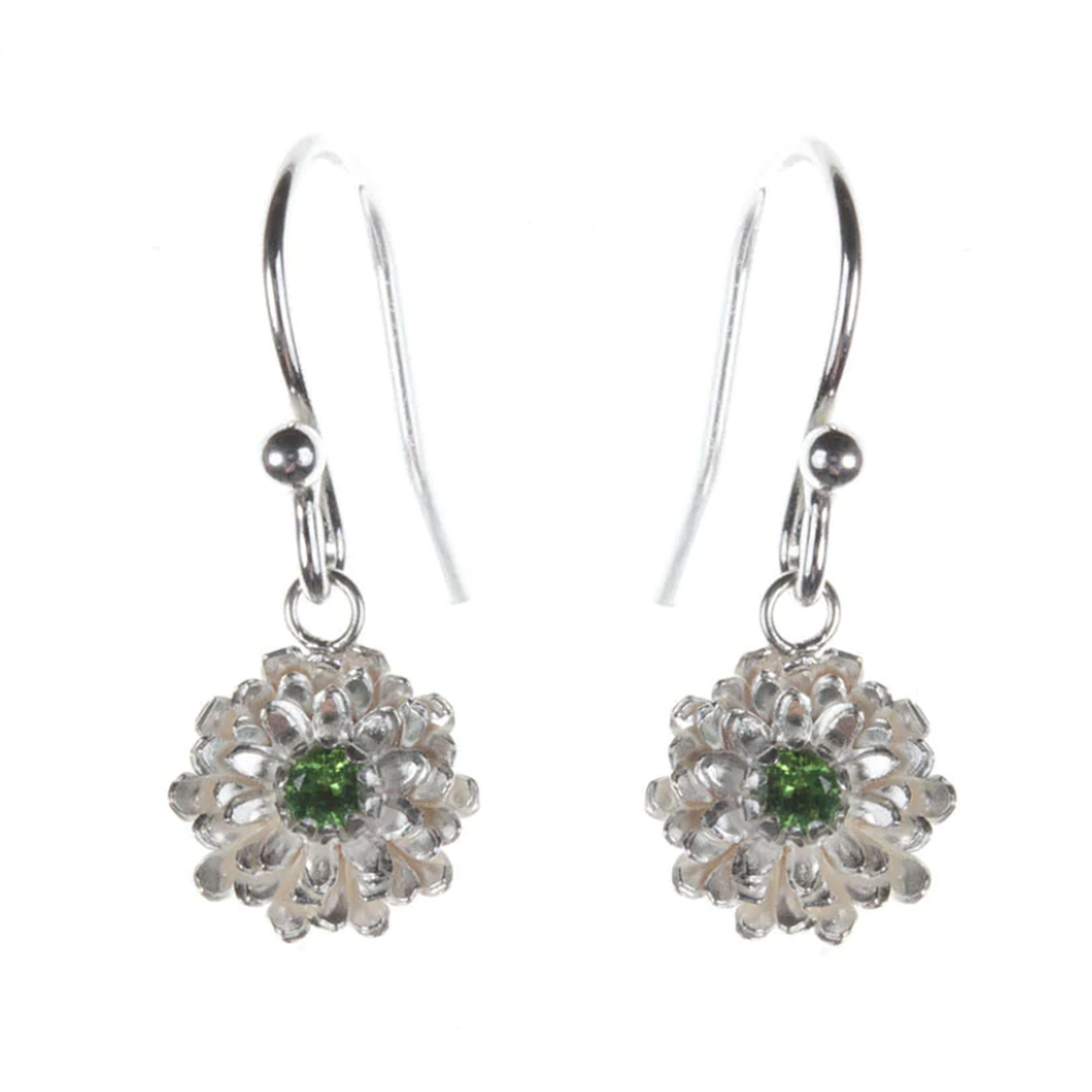 Silver Gemstone Dahlia Drop Earrings, Amanda Coleman, tomfoolery