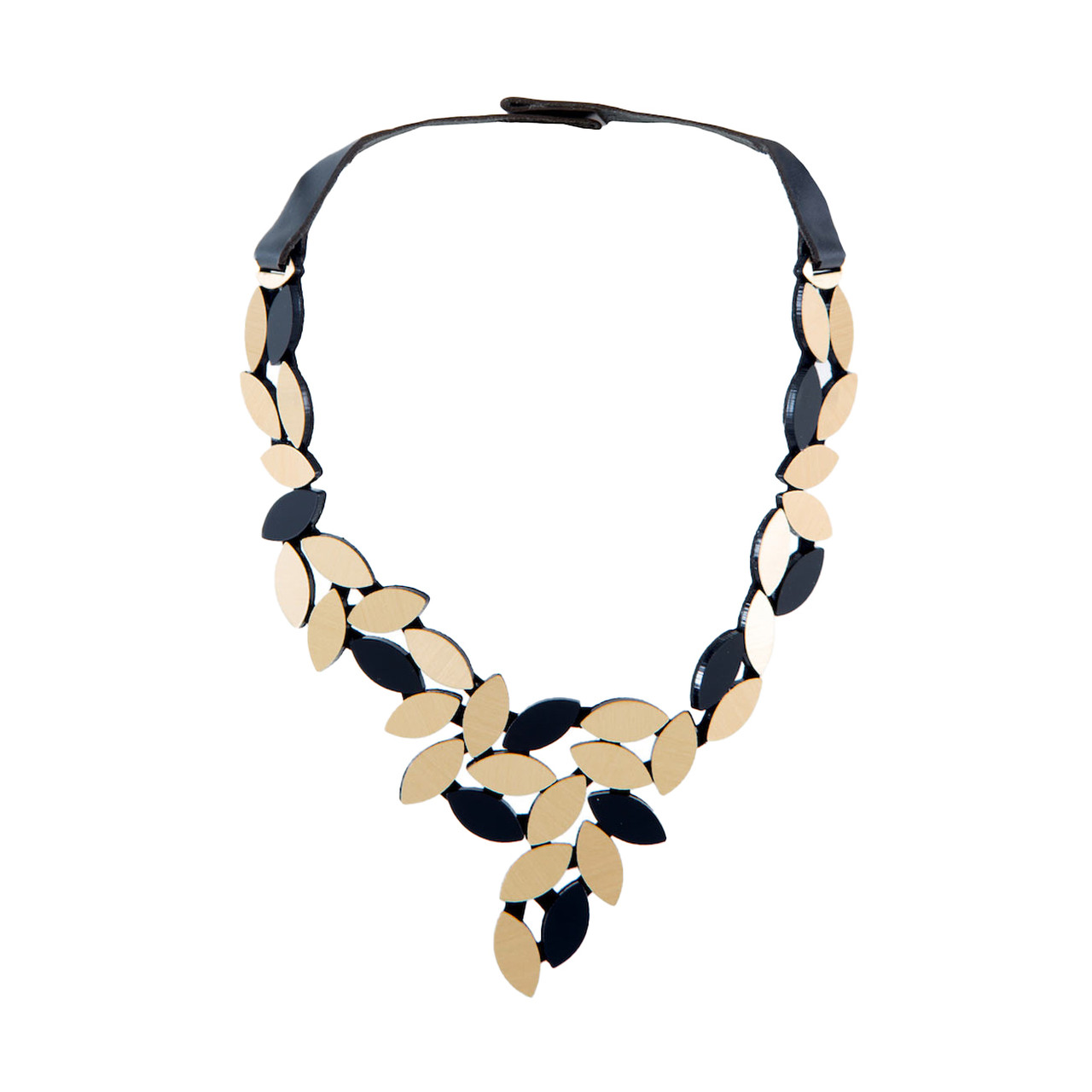 Acrylic Leaves Statement V Necklace, Iskin Sisters, tomfoolery