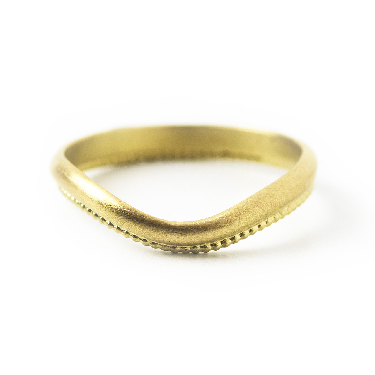 Gold Elaborate Curved Wedding Band, Alison Macleod, tomfoolery