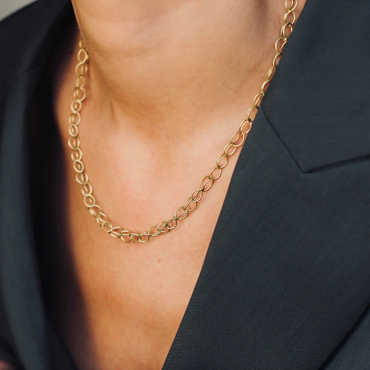 Gold Lily Chain Link Necklace, Sarah Straussberg, tomfoolery