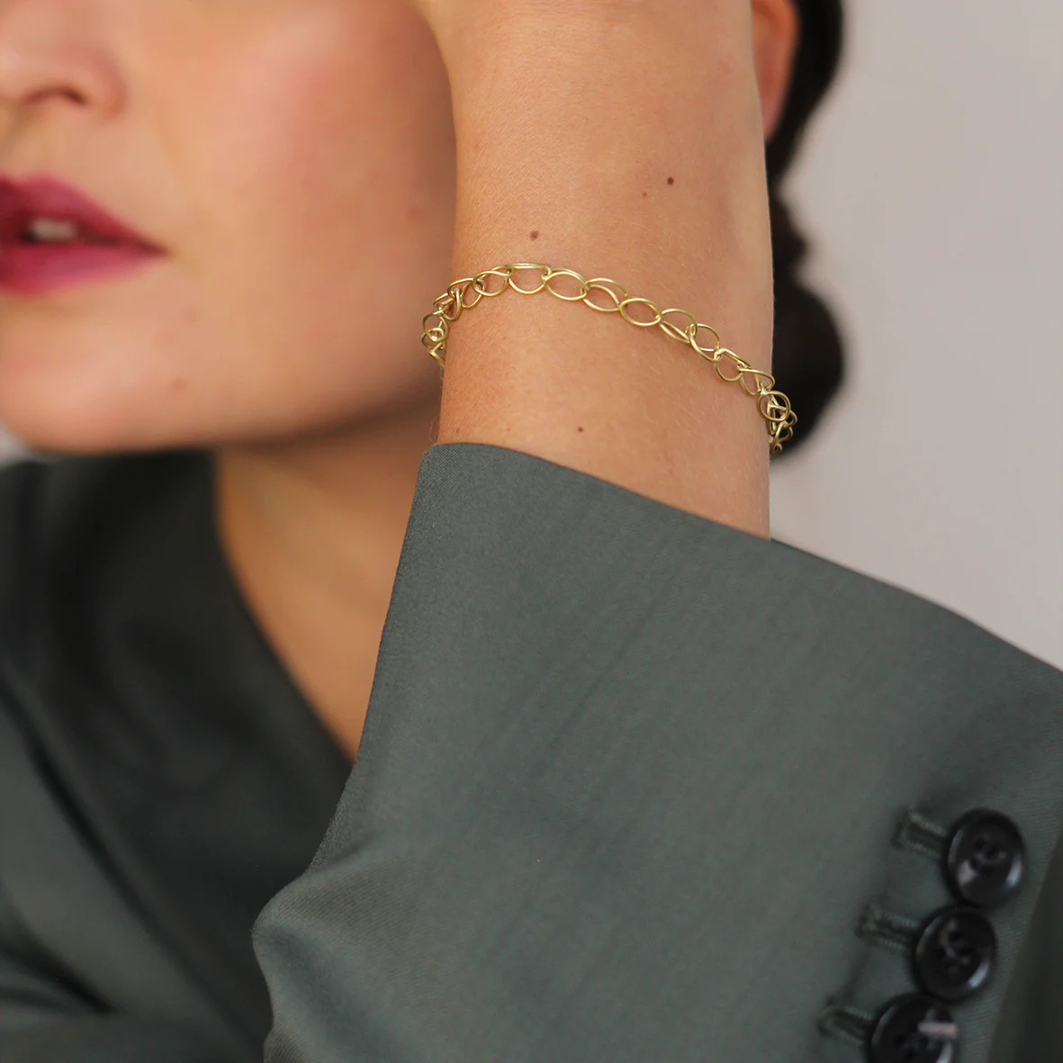 Gold Lily Chain Link Bracelet, Sarah Straussberg, tomfoolery