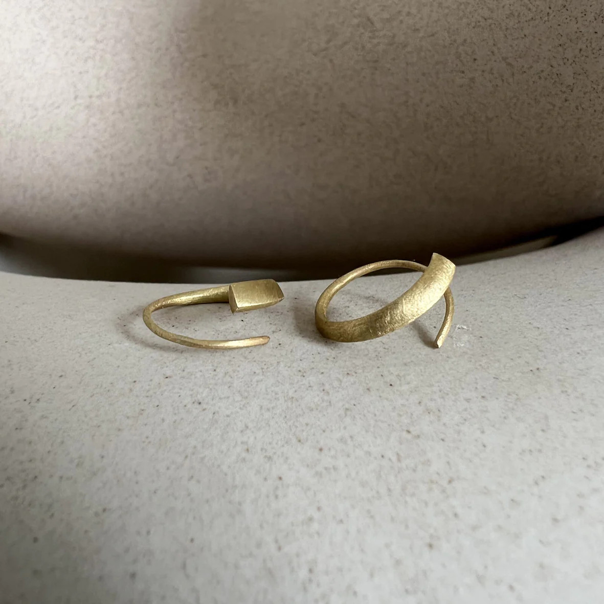 Gold Tapered Signature Hoops, Sarah Straussberg, tomfoolery