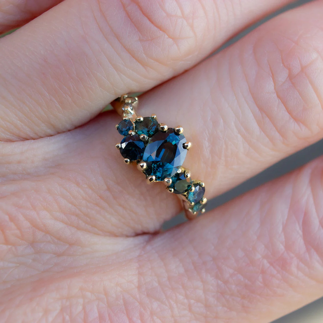 One-Of-A-Kind Teal Sapphire Dryad V Ring, Irena Chmura, tomfoolery