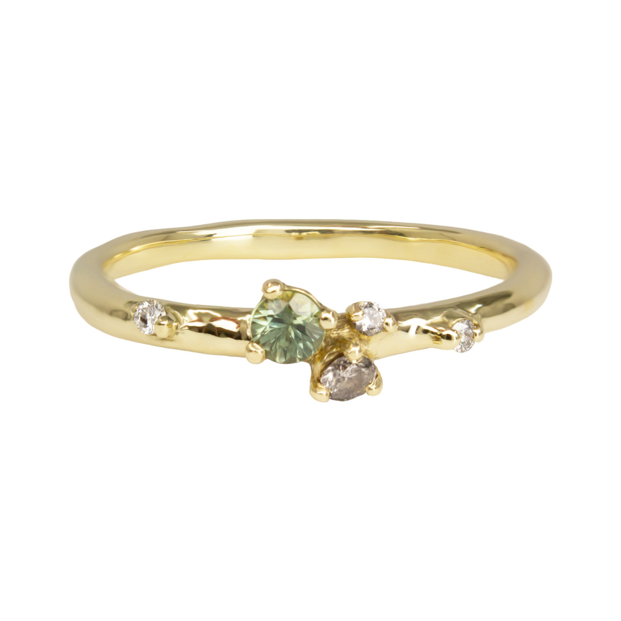 Teal Sapphire and Salt & Pepper Antheia Ring, Irena Chmura, tomfoolery