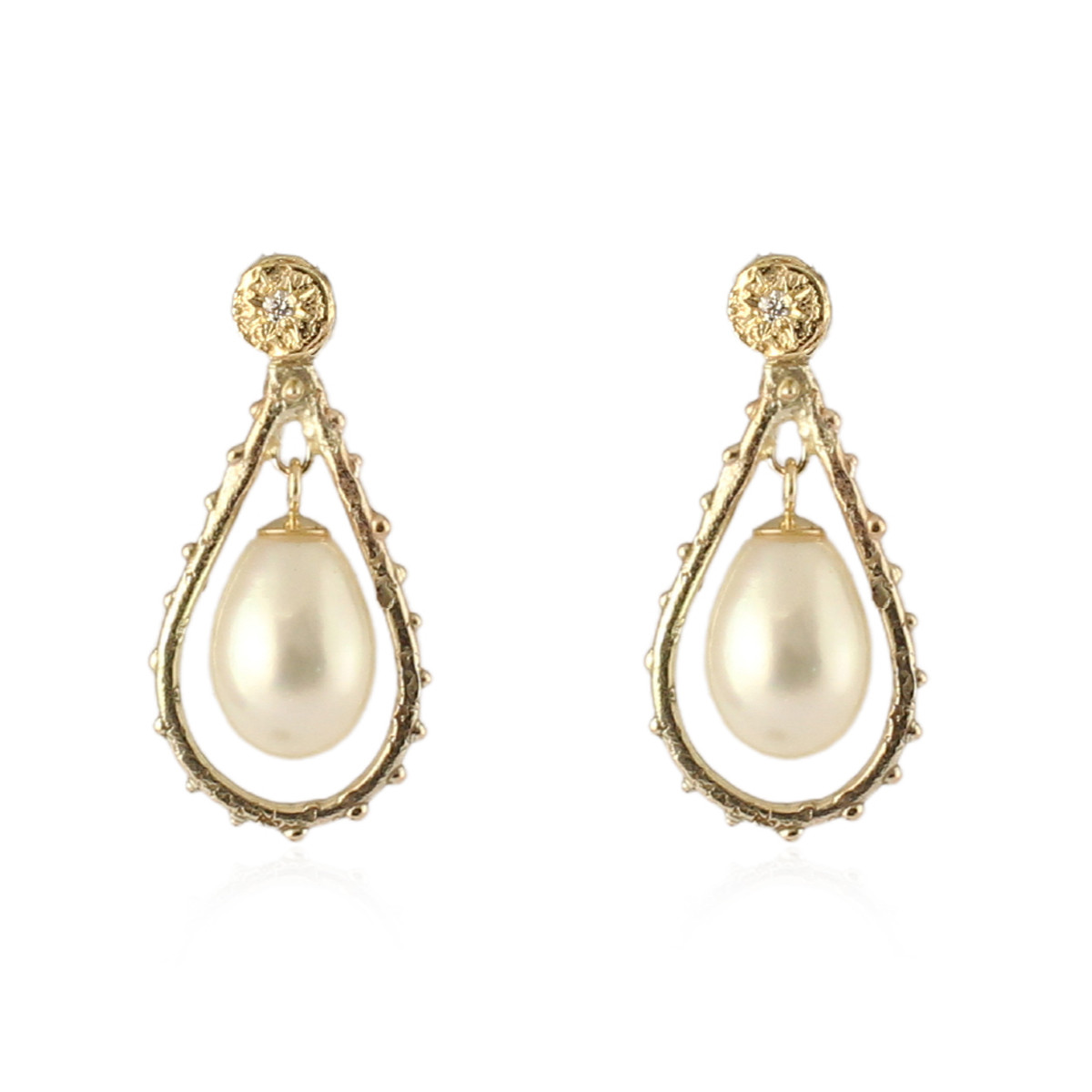 One-Of-A-Kind Pearl Drop & Diamond Earrings, Momocreatura, tomfoolery