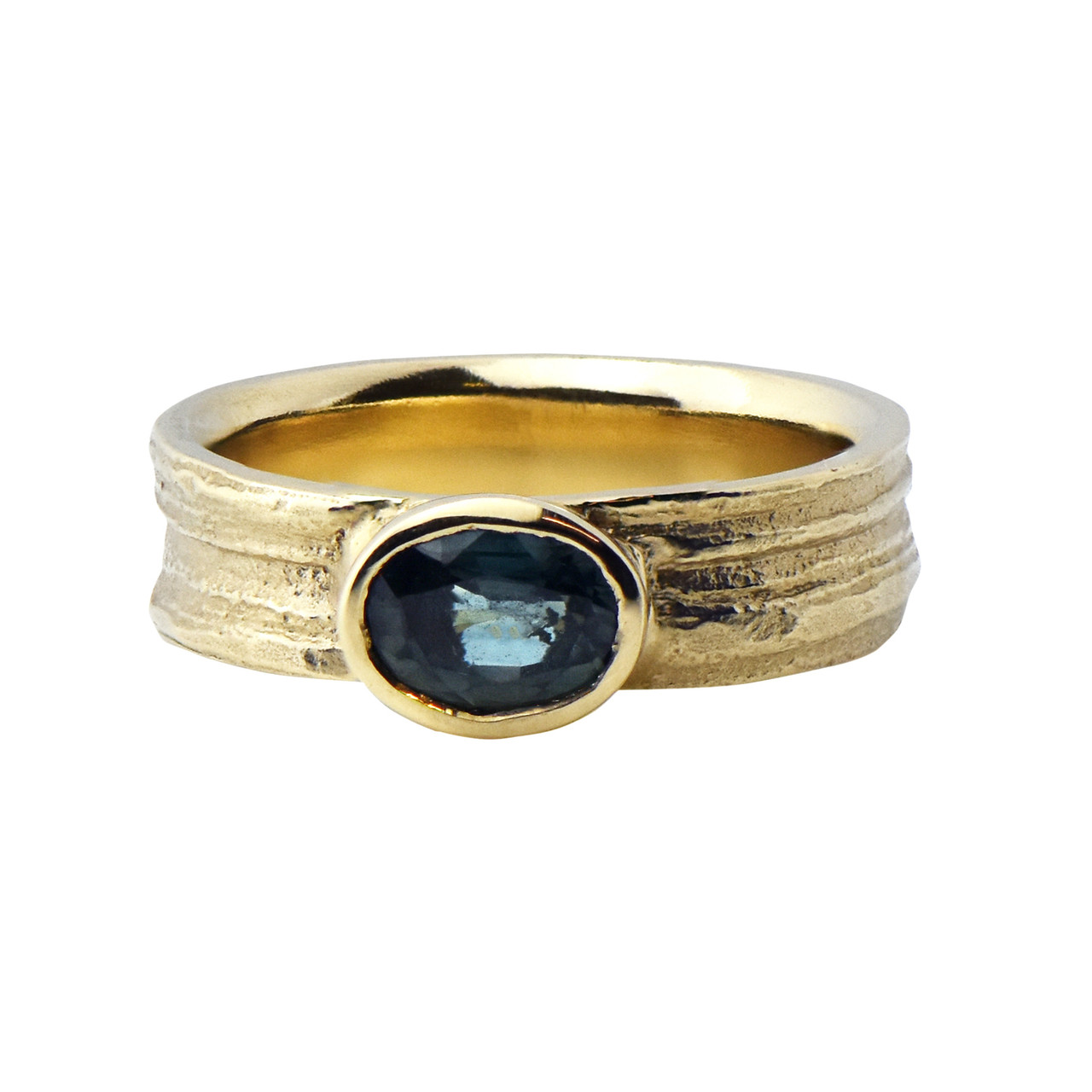 Wide Oak Blue Sapphire Ring, Issy White, tomfoolery