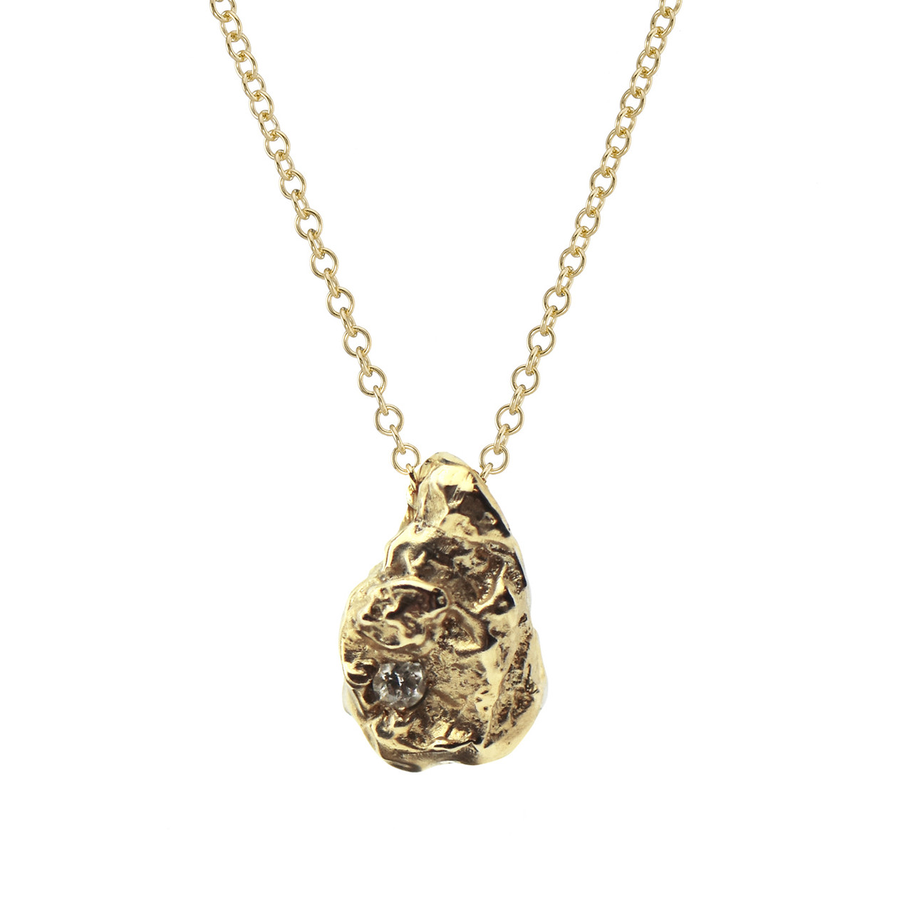 Gold & Diamond Nugget Pendant, Issy White, tomfoolery
