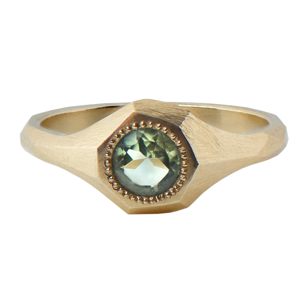 Green Tourmaline Faceted Signet Ring, Maria Manola, tomfoolery