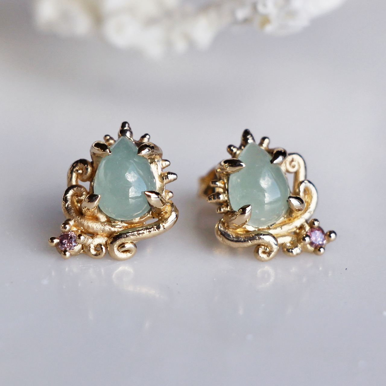 Jade & Pink Diamond Gypsy Cove Studs, Alice Clarke, tomfoolery