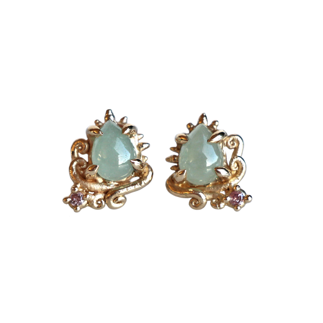 Jade & Pink Diamond Gypsy Cove Studs, Alice Clarke, tomfoolery