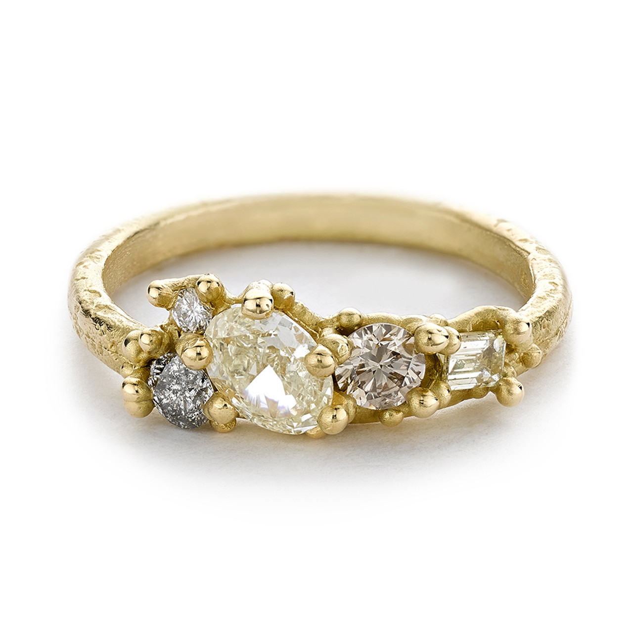 Yellow Diamond Asymmetric Ring with Granules, Ruth Tomlinson, tomfoolery