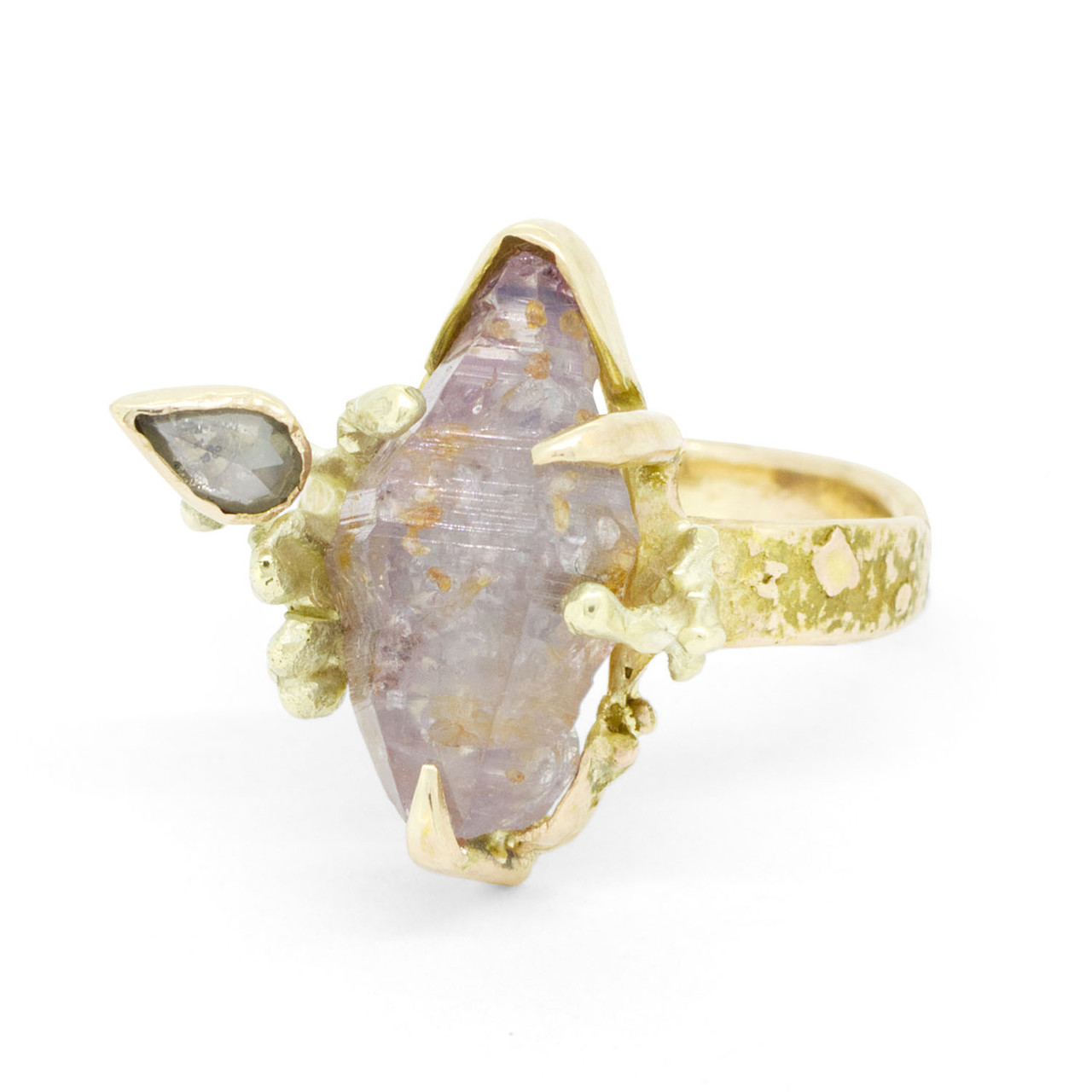 One-Of-A-Kind Irregular Purple Sapphire & Diamond Ring, Laura Ngyou, tomfoolery