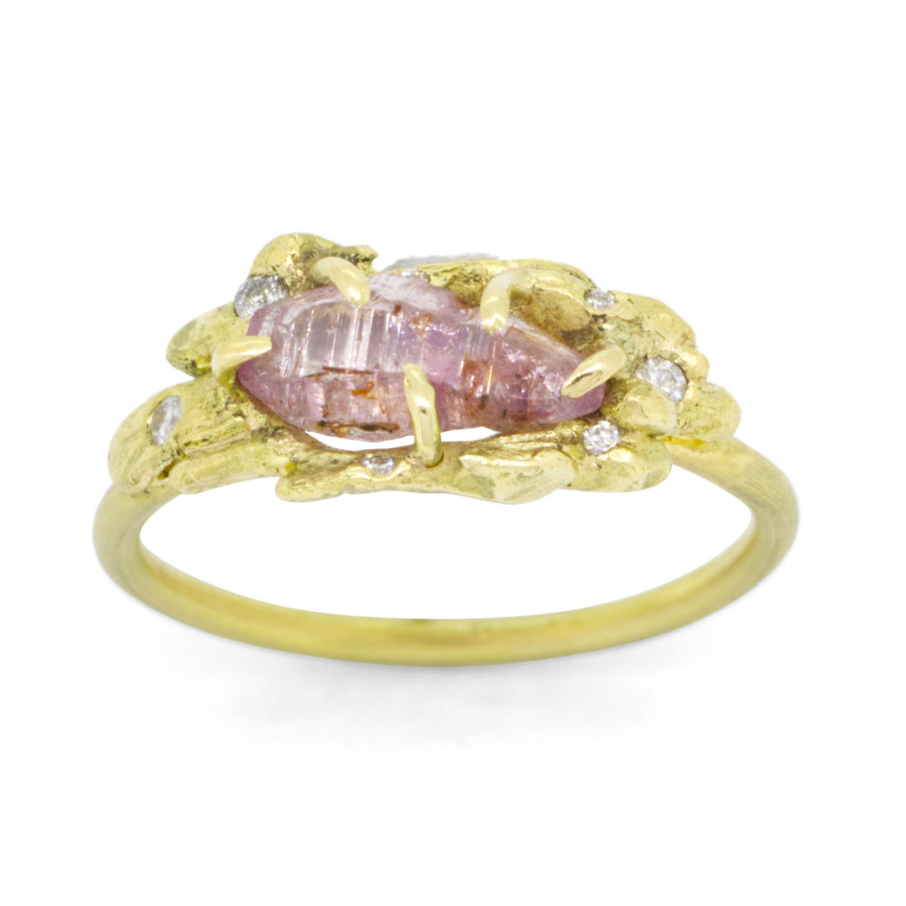One-Of-A-Kind Pink Sapphire & Diamond Molten Ring, Laura Ngyou, tomfoolery