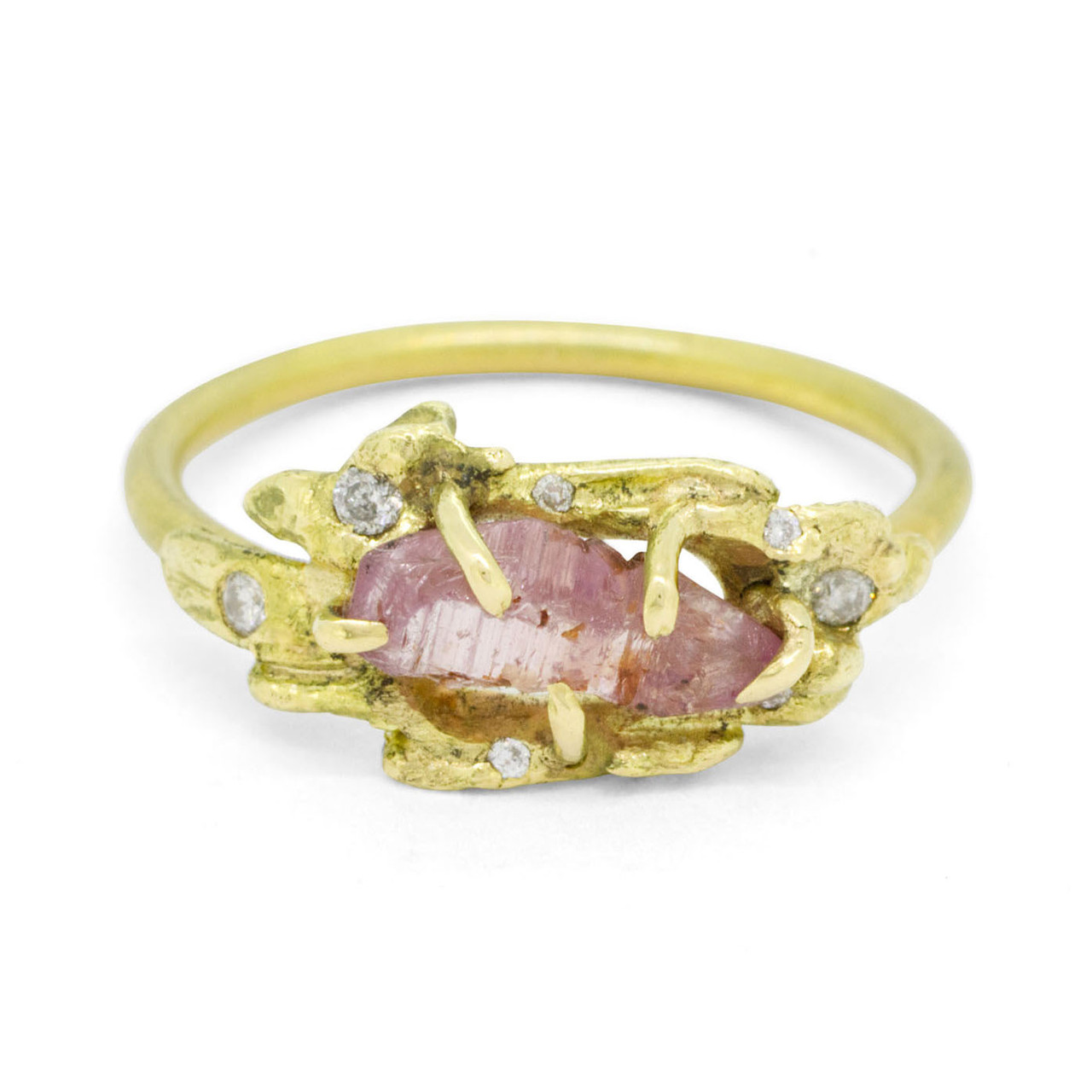 One-Of-A-Kind Pink Sapphire & Diamond Molten Ring, Laura Ngyou, tomfoolery