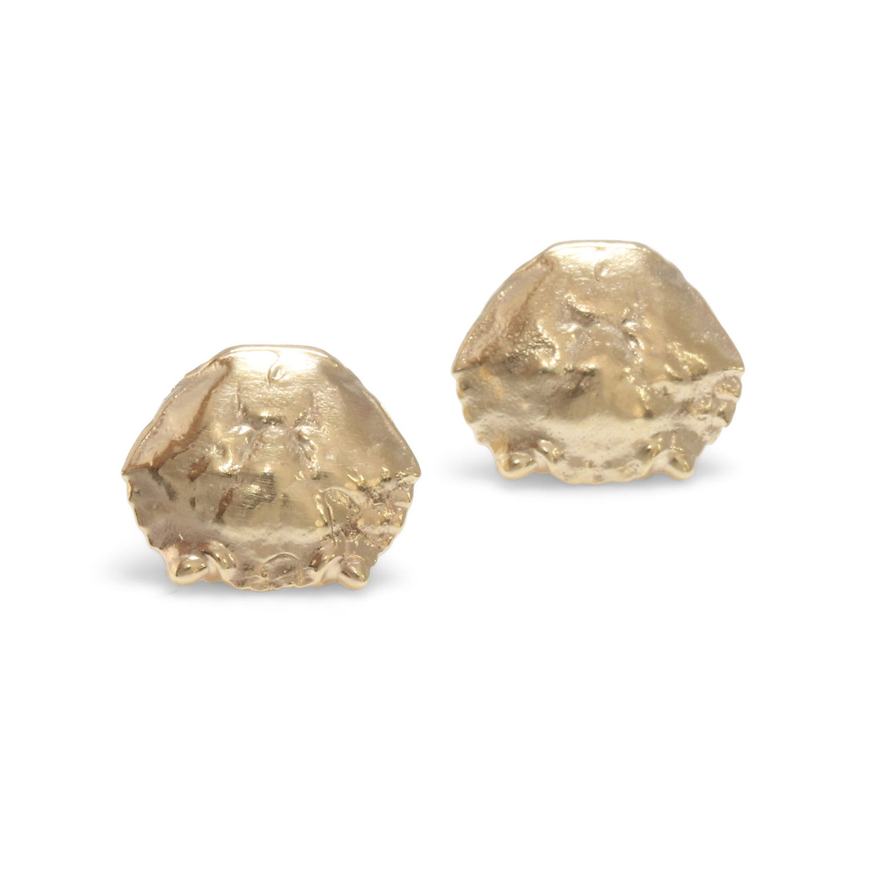 Gold Crab Shell Studs, Eily O Connell, tomfoolery