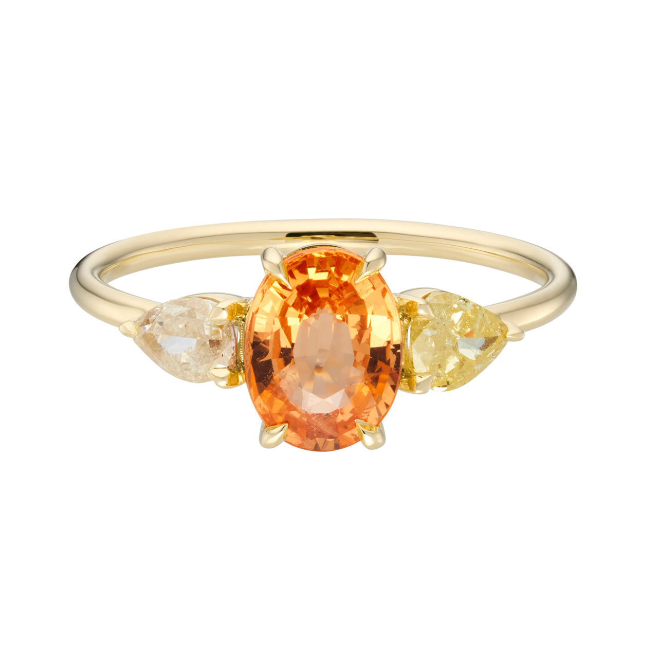 TRIO Mandarin Garnet & Diamond Three Stone Ring, tf house - Infinite, tomfoolery