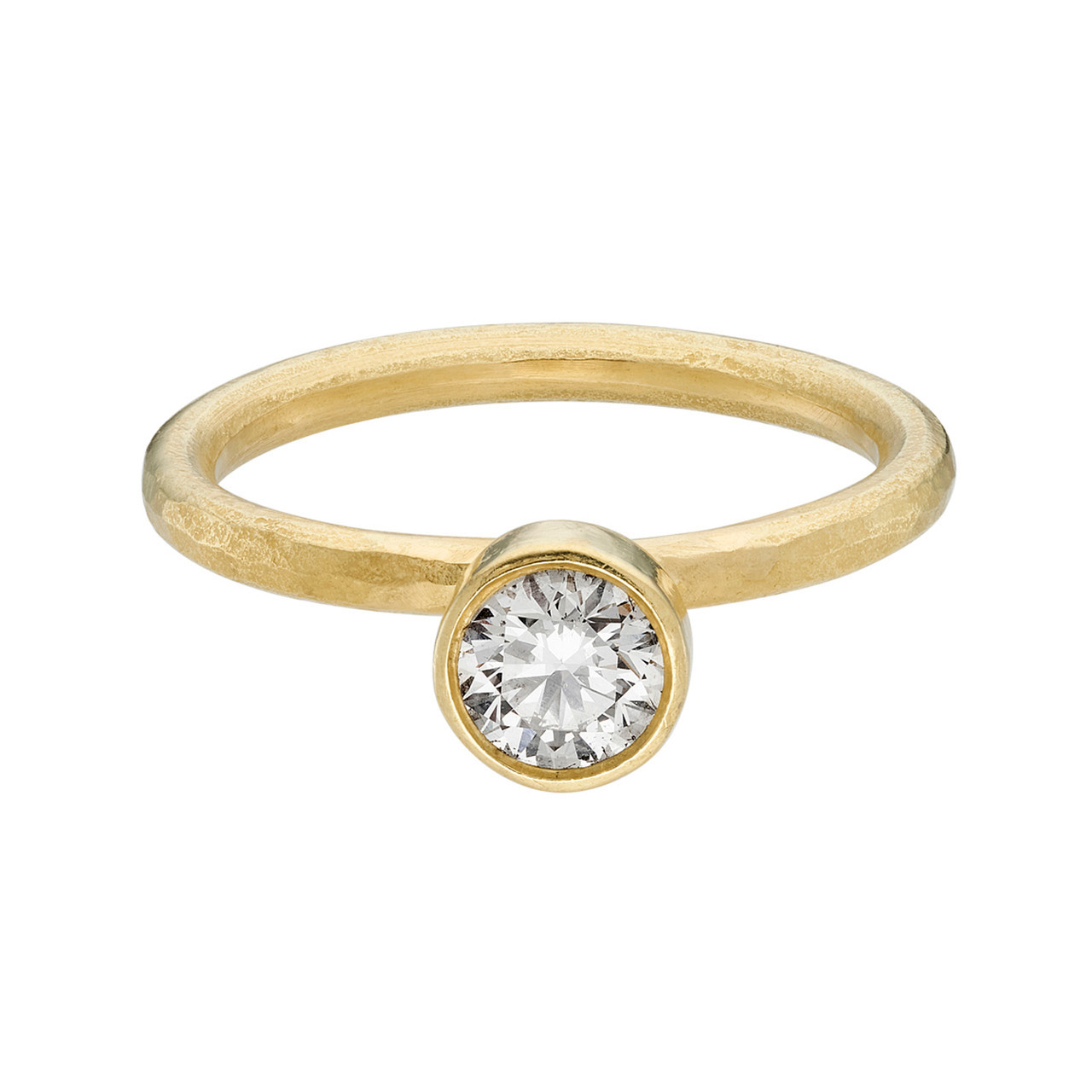 One-Of-A-Kind Bezel Set Champagne Diamond Solitaire Ring