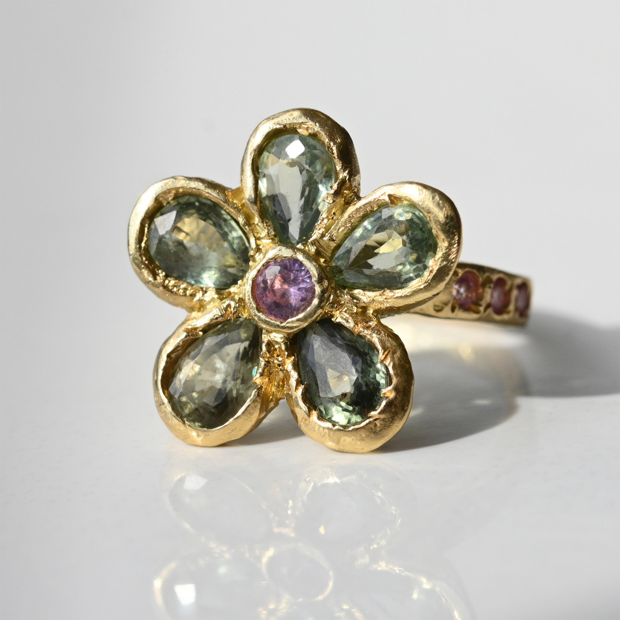 One-Of-A-Kind Sapphire Blossom Flower Ring, Leto Lama, tomfoolery