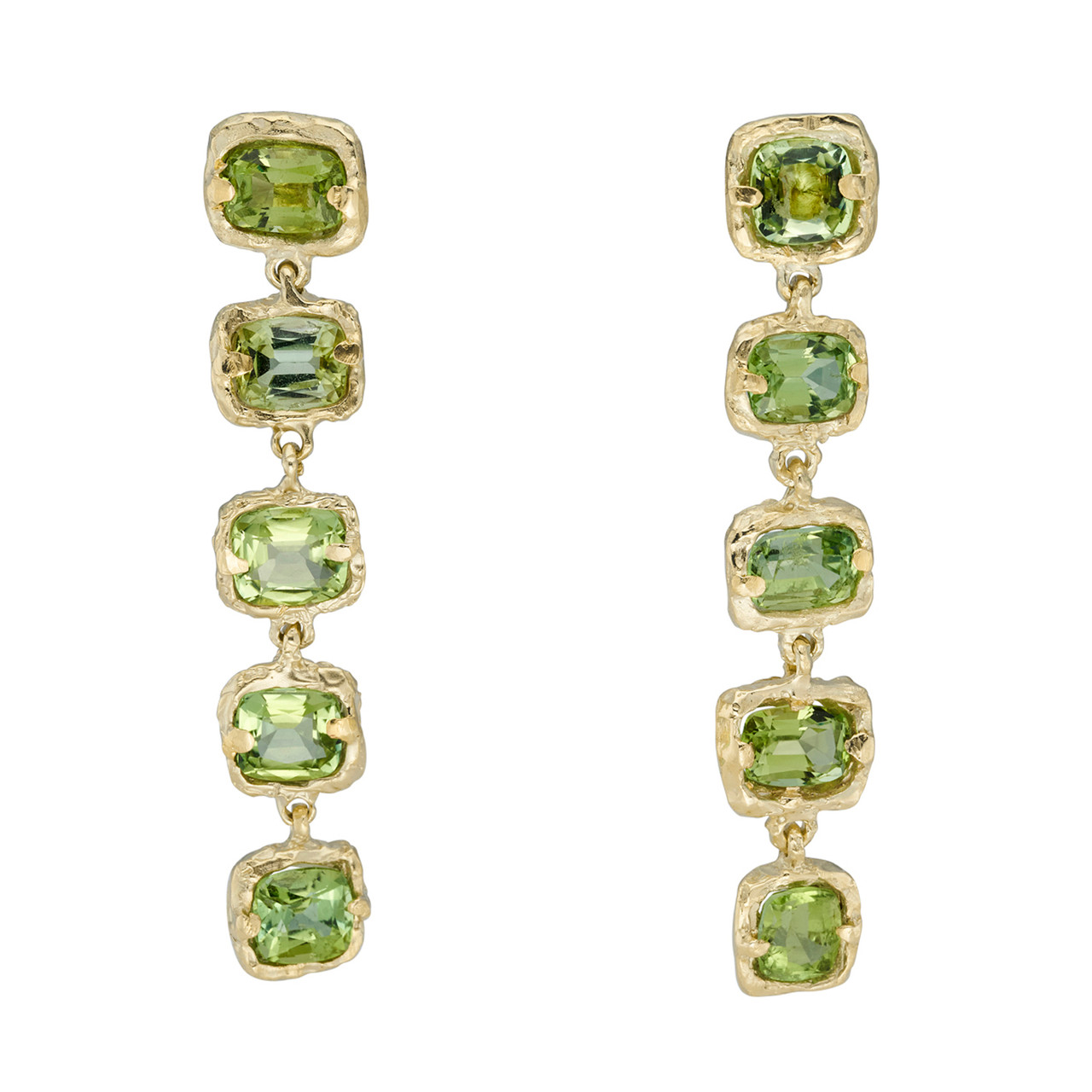 One-Of-A-Kind Green Tourmaline Drop Earrings, Leto Lama, tomfoolery