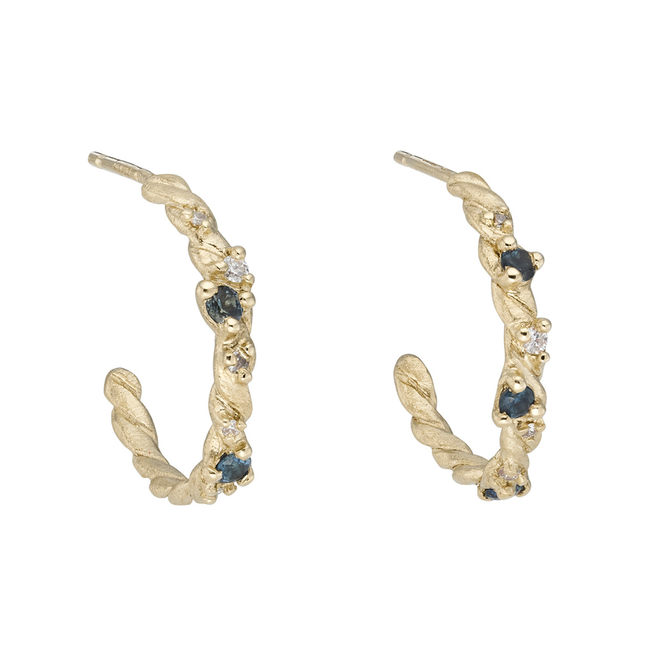 One-Of-A-Kind Twisted Hoops with Scattered Sapphires, Rosalyn Faith, tomfoolery