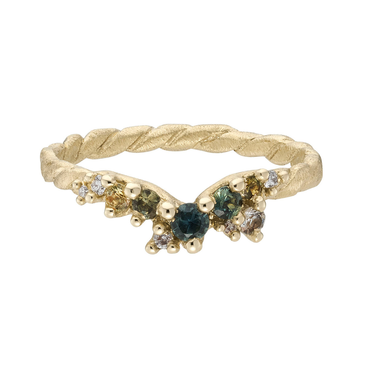 One-Of-A-Kind Sapphire & Diamond Curve Organic Twist Ring, Rosalyn Faith, tomfoolery