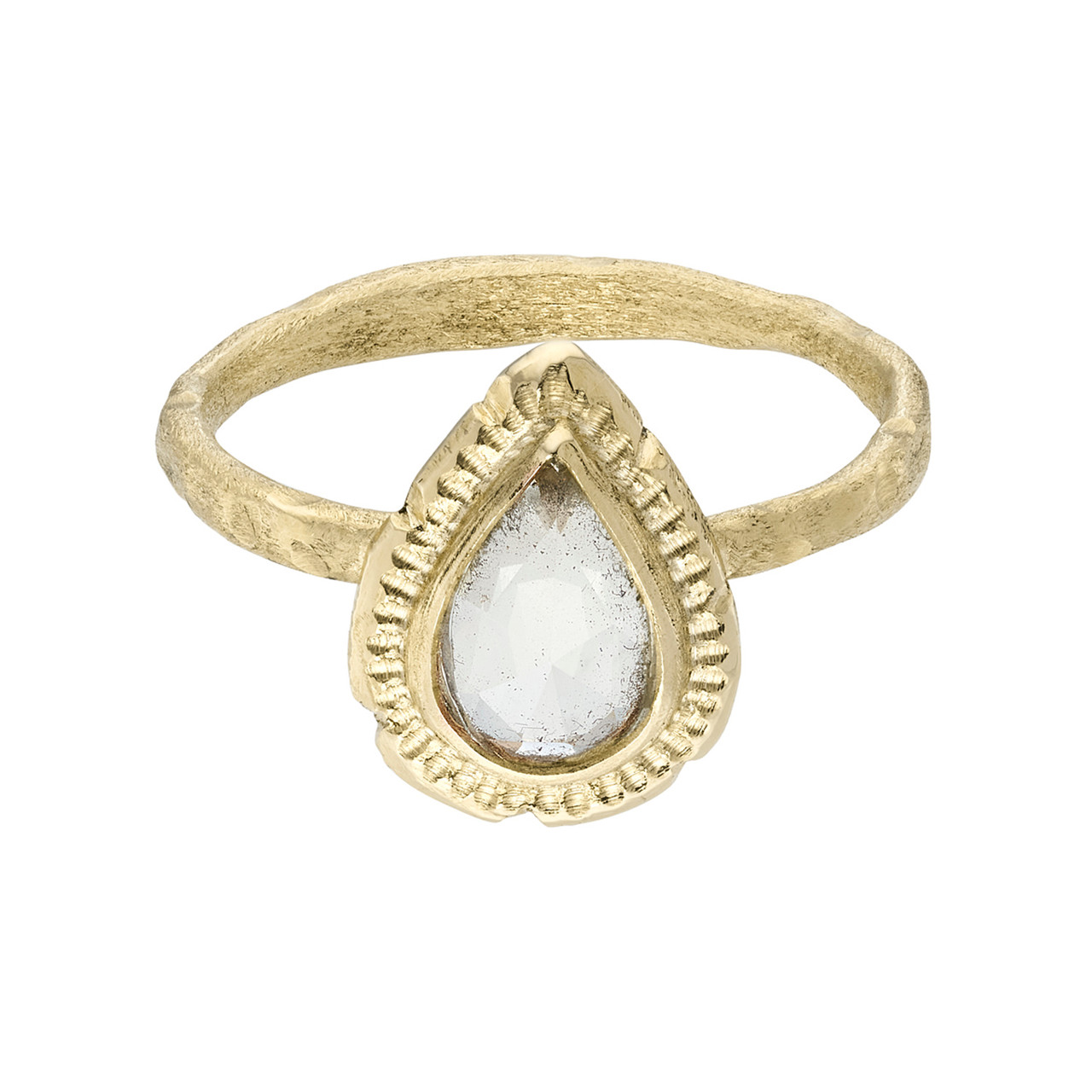 One-Of-A-Kind Gold & Pear White Sapphire Ring, Franny E, tomfoolery