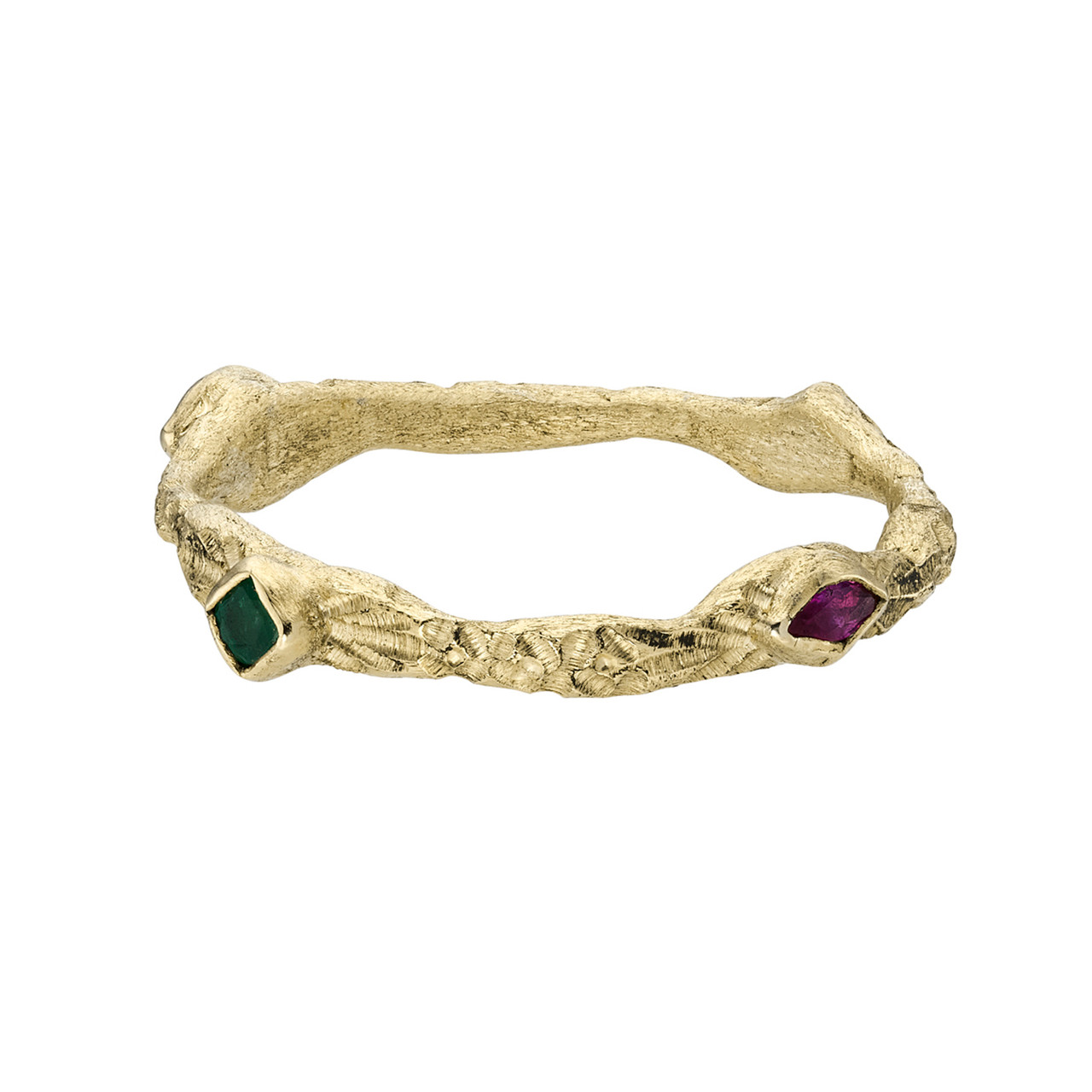 One-Of-A-Kind Textured Gold & Mixed Gemstone Band, Franny E, tomfoolery