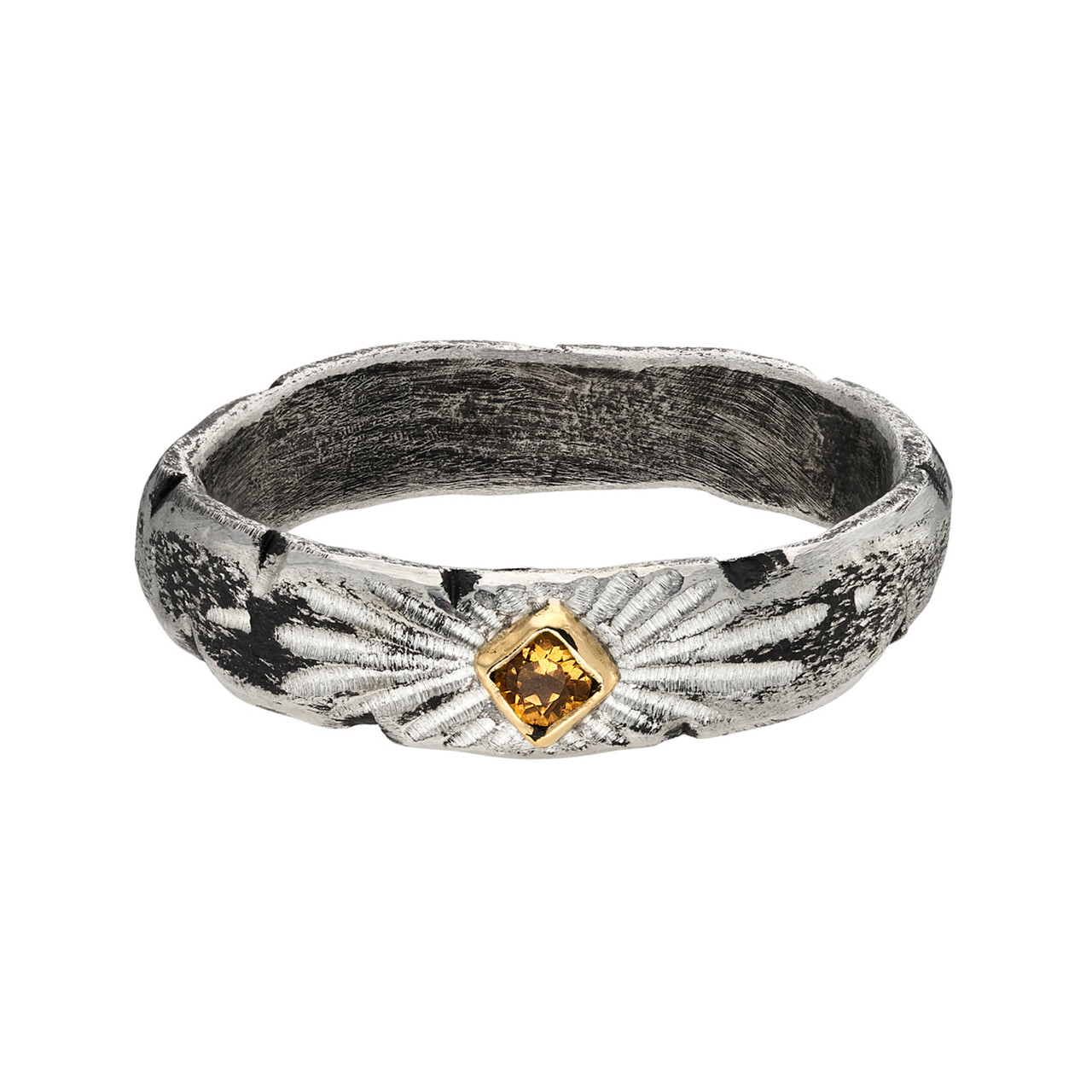 Rustic Silver Signature Band with Citrine, Franny E, tomfoolery