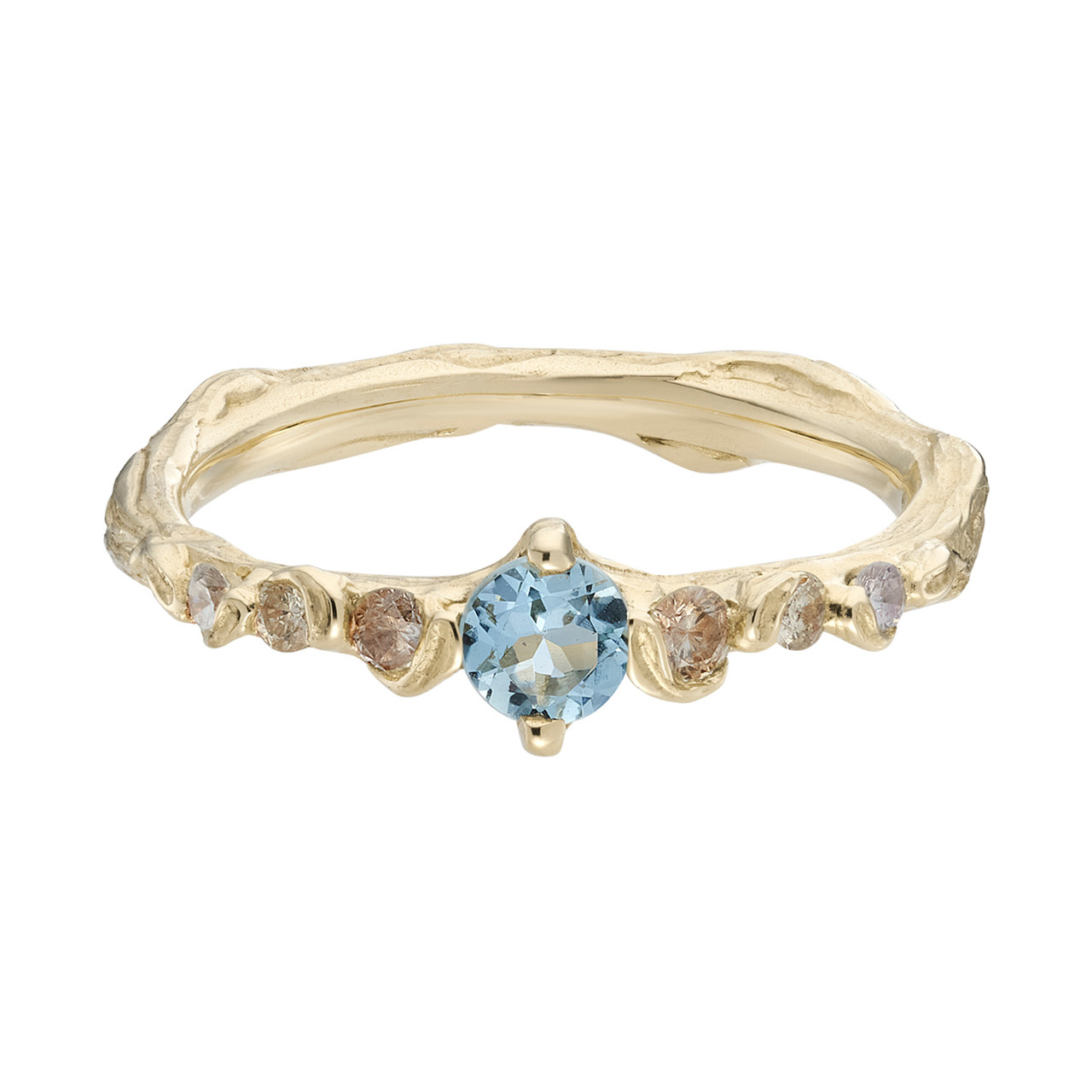 Aquamarine & Champagne Diamond Fae Ring, Charlotte Rowenna, tomfoolery